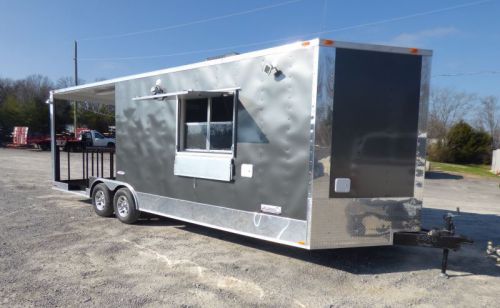 Concession Trailer 8.5&#039; x 24&#039; Charcoal Gray- Catering Food Smoker BBQ Restroom
