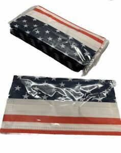 Disposal Face Masks U.S.A. American Flag Design Adult (1) Pack - 10 Masks