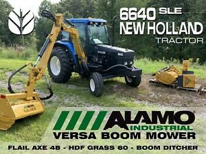 1996 New Holland 6640 SLE Cab Tractor - 90HP - Alamo Versa Boom Mower - AC-HEAT