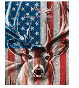 Sublimation Print Design Deer USA Flag Ready to Press Heat Transfer