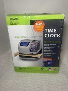 AMANO TIME CLOCK. ATOMIC PIX-95/A421, Electronic, LED, New Open Box. Gray.