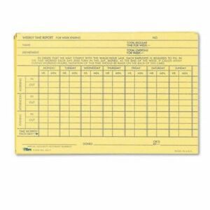 Tops Employee Time Report Card, Weekly, 6 x 4, 100/Pack (TOP3017)