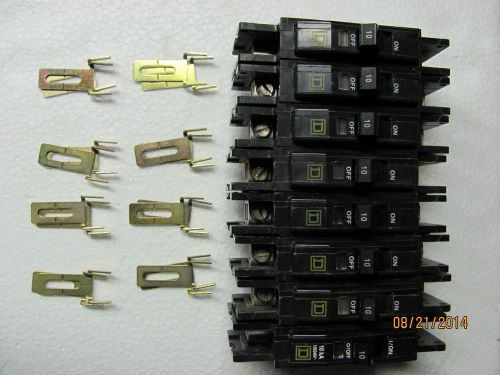 8 SQUARE D QOU CIRCUIT BREAKERS QOU110 WITH METAL CLIPS -- FREE SHIPPING --