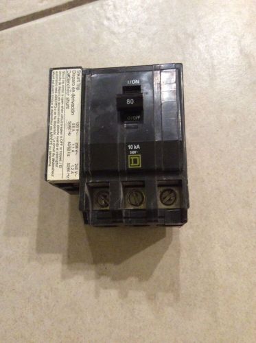 Square d 80 amp circuit breaker qob3801021 shunt trip  qob380 1021 for sale