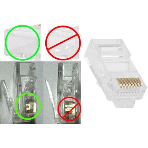 Lot100 FLAT STRANDED wire RJ45 Crimp-On cable End 8P8C modular cord connector$SH