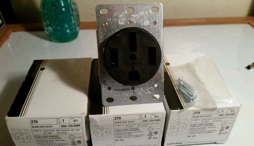 3 Leviton #279 Power Outlet-3 Pole 4-Wire Grounding Flush Mount. (lot of 3)