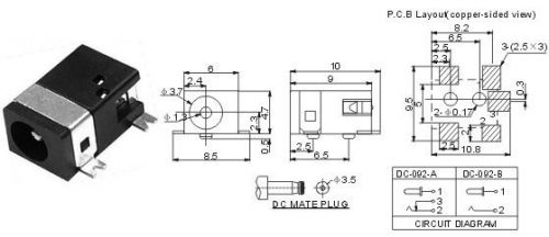5PCS 5-PIN SMD SMT 3.5mm X 1.3MM DC socket Female PCB Charger Power Plug solder
