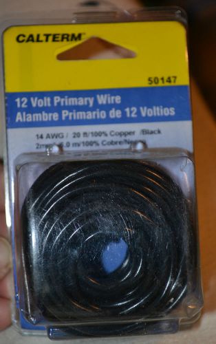 CALTERM 12 VOLT PRIMARY WIRE, 14 AWG, 20 FT., 100% COPPER, BLACK - #50147