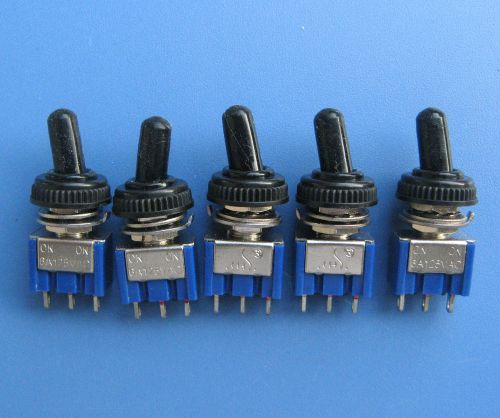Mts102 5 pcs ac 125v 6a amps on/on 2 position 3 pins spdt mini toggle switch for sale