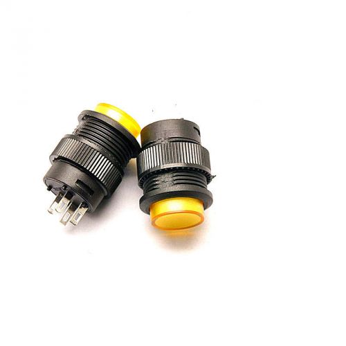5pcs r16-503ad off-on led light self-locking latching push button switch yellow for sale
