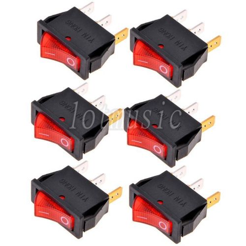6* Rocker Switch SPST 3Pin 15A 250VAC 20A/125VAC ON-OFF with Lamp Snap
