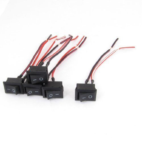 5pcs AC 250V 6A/125V 10A 2Pins On/off Wired Rocker Switch for Car