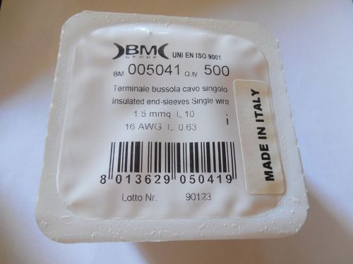 NEW BM LOT OF 500 INSULATED END SLEEVES 005041 1.5MMQ L10 16 AWG L .063