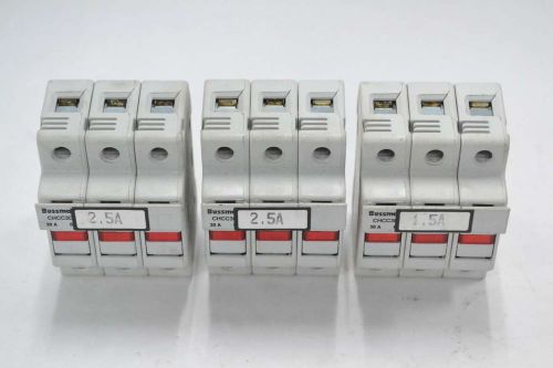 Lot 3 bussmann chcc3di series chcc fuse block holder 3p 30a amp 600v-ac b354361 for sale