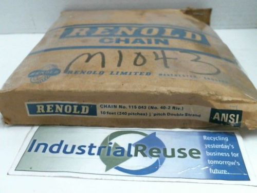 Nib renold 40-2 115 043 riveted chain 10 ft  240 pitches 1/2 pitch double strand for sale
