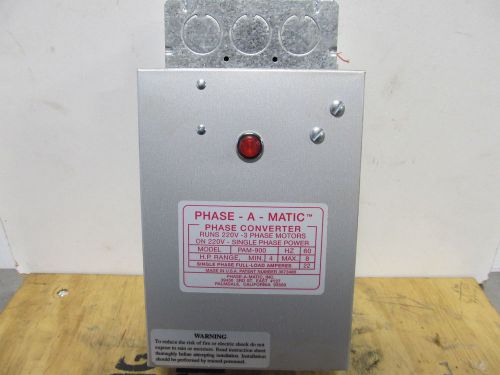 Phase-A-Matic Phase Converter PAM-900 60Hz 4HP MIN 8HP MAX