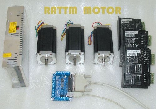 3axis nema23 dual shaft stepper motor 112mm 425oz-in&amp;driver&amp;power supply cnc kit for sale