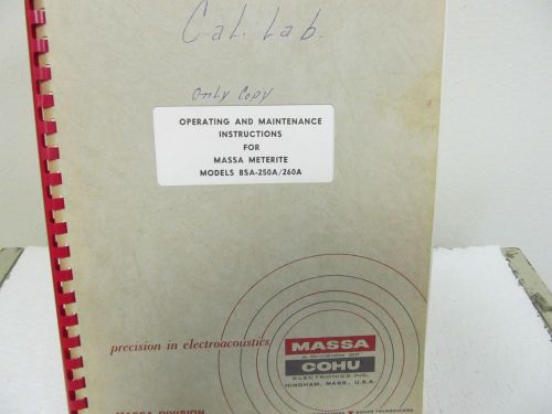 Massa  Meterite (COHU) BSA-250A/260A Oscillographs Operating/Maint. Manual