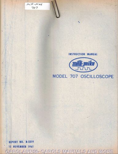 MILLI-MIKE Manual 707 Oscilloscope 1961