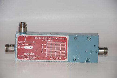 NARDA 3001-20 COAXIAL DIRECTIONAL COUPLER .460-.950 GHZ FREQUENCY TESTED!