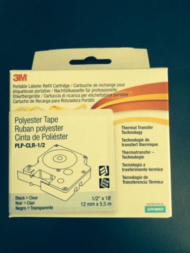 3M PLP-CLR-1/2 - 3 NEW cartridges, polyester tape 1/2&#034; (Dymo)