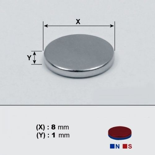 Neodymium Magnets DISC 8 x 1mm Thick, N42 Grade x  20 pieces