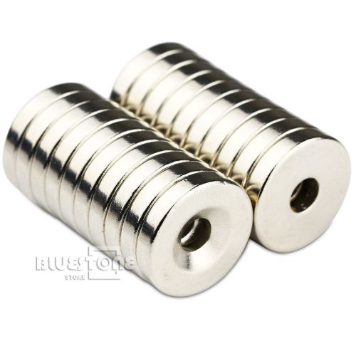 20pcs Strong Round Ring Magnets 20mm x 4mm Hole 5mm Rare Earth Neodymium N50