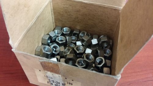 Lot of 100 3/8 - 24 NF Fin Hex Nuts 18-8
