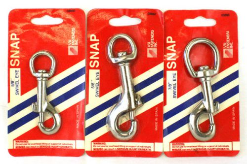 Lot of 3 - swivel eye snap - vsi fasteners inc 1984 - 5/8 and 7/8 - in package for sale