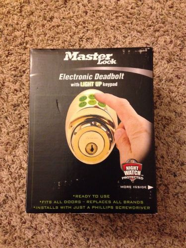 Master lock dskp0603p electronic lock and deadbolt  brass w/ light up keypad for sale