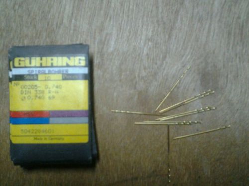 GUHRING MICRO DRILL .74 mm .02913  TIN COATED 10 PIECES NUMBER TWIST DRILL