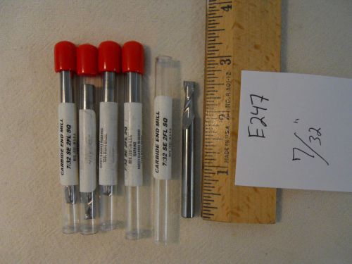 5 new 7/32&#034; diameter carbide end mills. 2 flute. 1/4&#034; sh. made in usa [e247] for sale