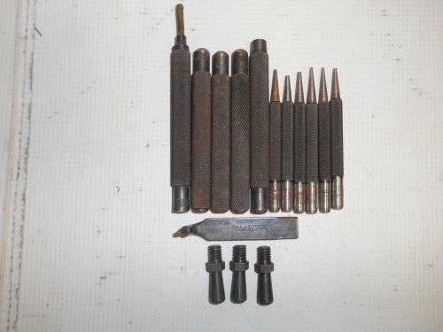 Vintage 15 Piece Machinist Lot, 11 Drive Pin Punches 1/8 &amp; 1/16 w/ Extra Parts