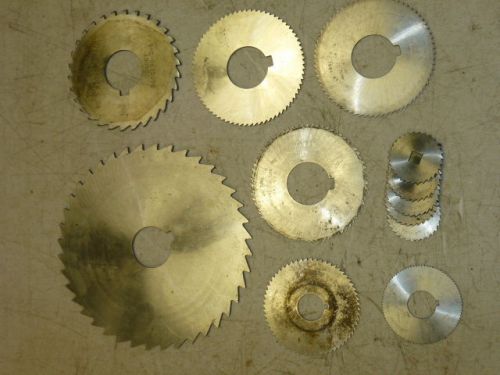 Lot of (12) assorted circular tool slitting saw blades, 1-7/32&#034; to 5&#034; diameters for sale