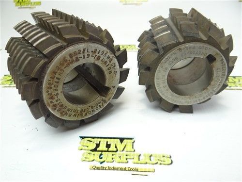 Pair of hss hobbing milling cutters 3-3/8&#034; to 3-1/2&#034;  with 1-3/8&#034; bore union for sale