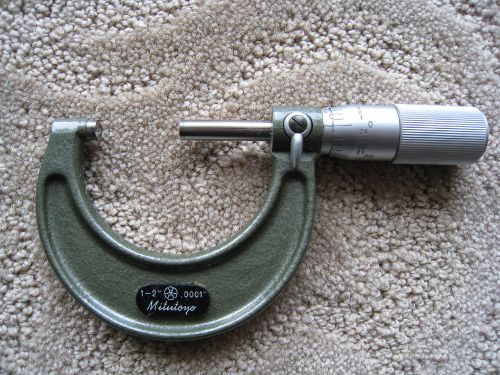 Vintage Mitutoyo 1-2&#034; inch Micrometer with Tungsten Carbide Tips No. 103-136