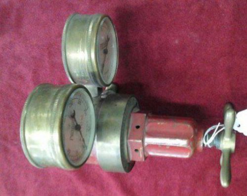 Vintage acetylene regulator and gauges prestoweld oxweld acetylene co.brass