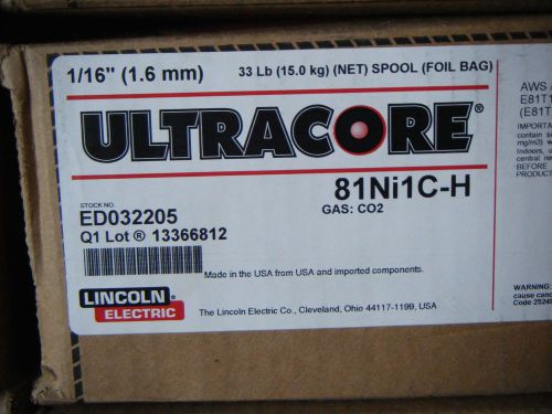 Lincoln weld ultracore 8ini1c-h 1/16&#034; 1.6mm mig carbon steel pn ed032205 for sale