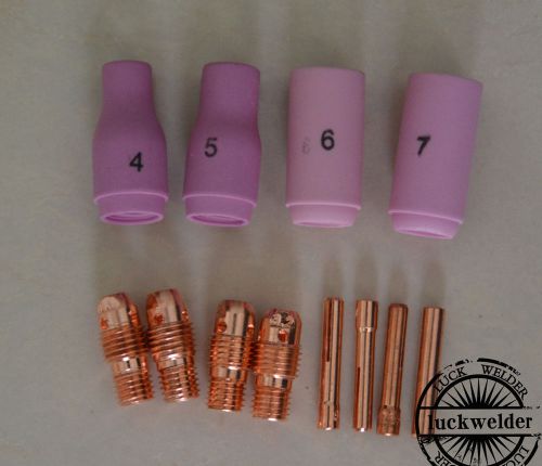 12pcs tig welding torch consumables collet alumina cup wp-9 20 25 tig series for sale