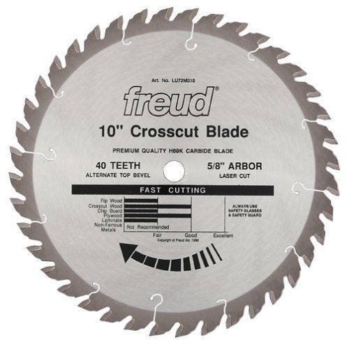Freud LU72M010 10-Inch 40 Tooth ATB Thick Stock General Purpose Miter Saw Blade