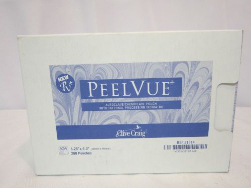 NEW Box of (200) Dental PeelVue+ Autoclave Sterilization Pouches  5.25&#034; x 6.5&#034;