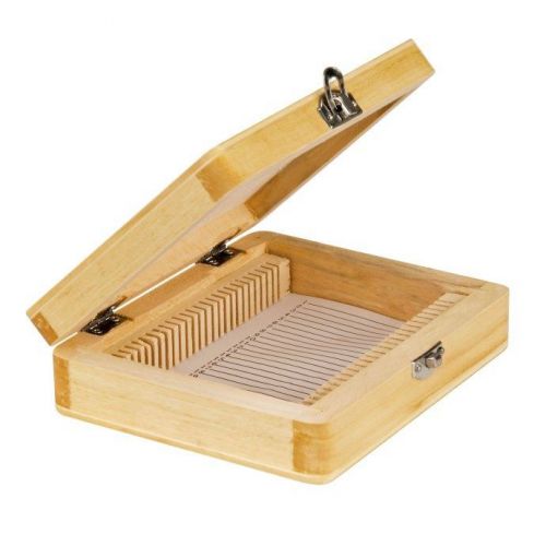 Microscope slide wooden storage box holding 25 piece slides for sale