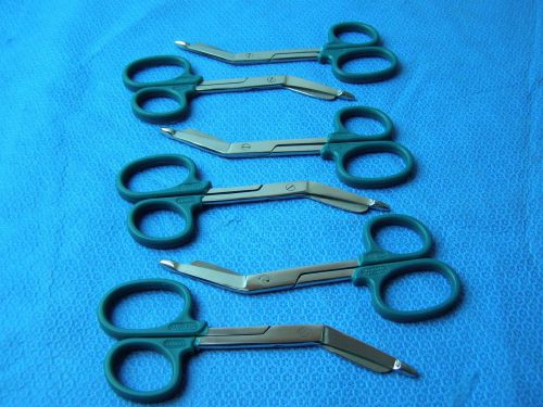 6-Lister Bandage Nurse Scissors 5.5&#034;-Color Handles(Dark Green)One Large Ring
