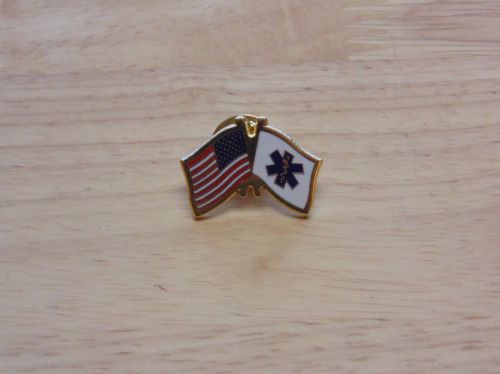 EMS Flag / American Flag pin, brand new, 15/16&#034; wide, metal clutch back