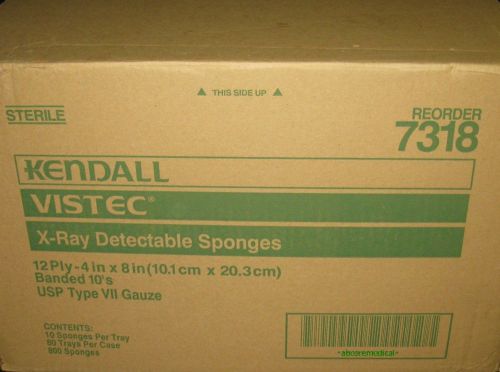 Kendall Vistec X-Ray Detectable Surgical Sponges  12Ply 4X8  One Case 800 Sponge