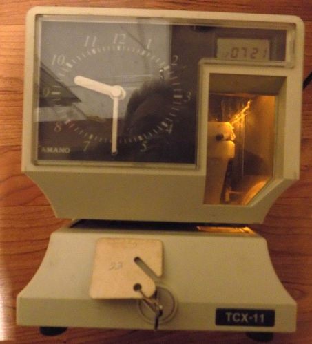 Amano TCX-11 Electric Employee Time Clock Recorder Punch Clock w/ key&amp;Time Cards