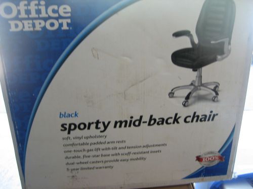 SPORTY MID BACK,,,, BLACK LEATHER OFFICE CHAIR,,,,,, CHAIRS NEW, IN THE BOX