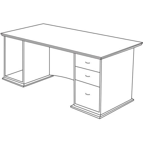 LLR90014 Single Pedestal Desk, Right Pedestal, 66&#034;x30&#034;x29&#034;, Mahogany