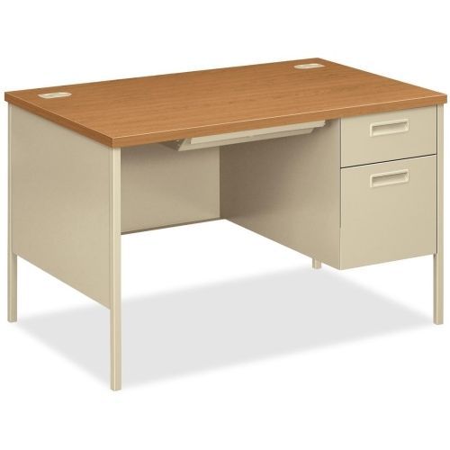 Metro Classic Right Pedestal Desk, 48w x 30d x 29-1/2h, Harvest/Putty