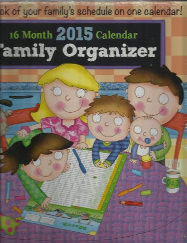 2015 16 Month FAMILY ORGANIZER 12x12 Kids, Mom, &amp; Dad Wall Calendar NEW &amp; SEALED